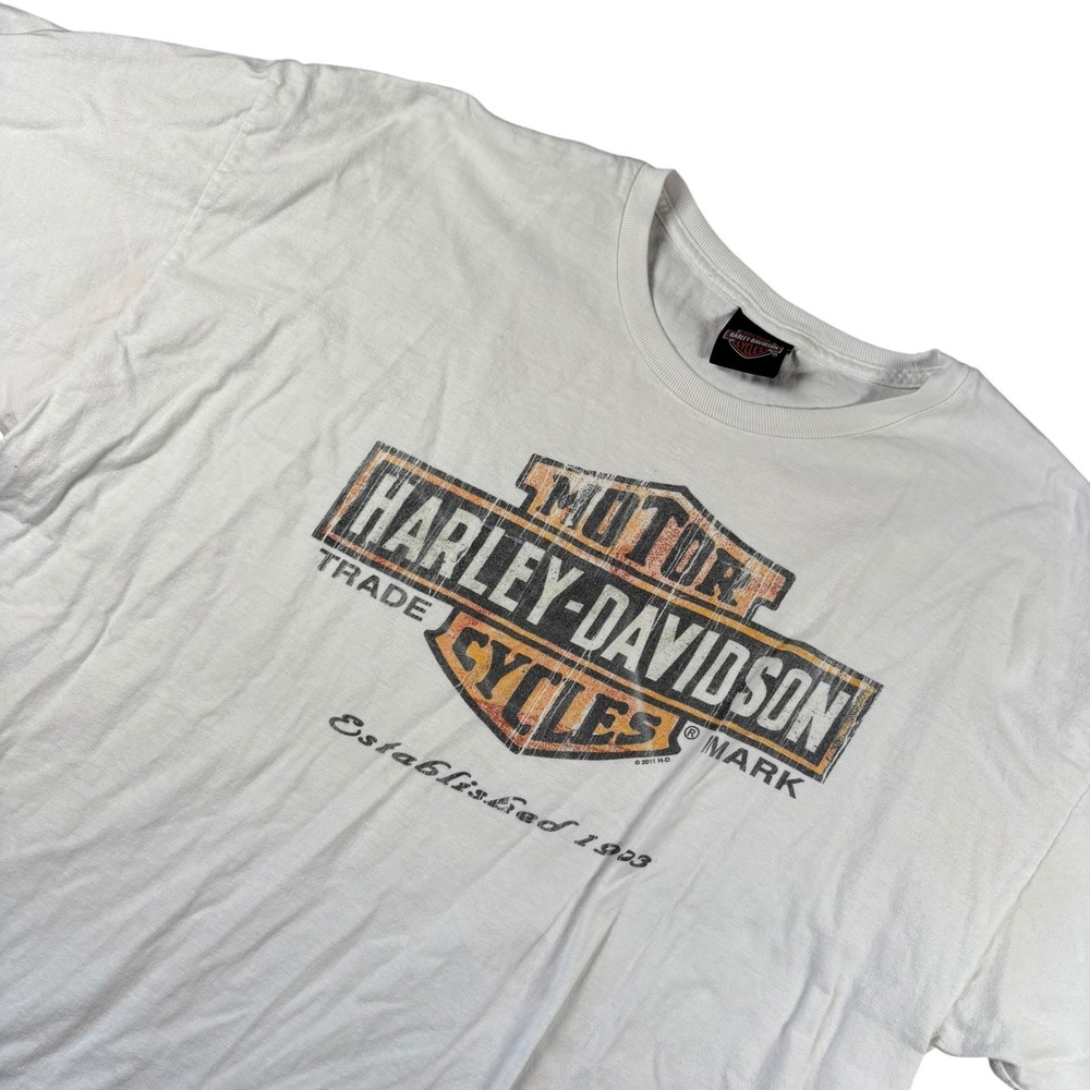 Harley‎ Davidson Graphic T-Shirt Mens 2XL White Las Vegas Nevada Biker Tee